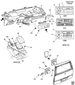 BODY MOUNTING-AIR CONDITIONING-AUDIO/ENTERTAINMENT Chevrolet Lumina APV 1990-1991 U AUDIO SYSTEM