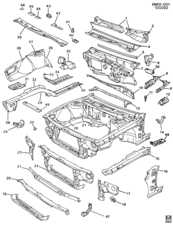 BODY MOLDINGS-SHEET METAL-REAR COMPARTMENT HARDWARE-ROOF HARDWARE Cadillac Eldorado 1986-1991 E SHEET METAL/BODY-ENGINE COMPARTMENT & DASH