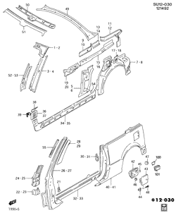BODY MOLDINGS-SHEET METAL-REAR COMPARTMENT HARDWARE-ROOF HARDWARE Chevrolet Sprint 1990-1993 M67 SHEET METAL/BODY SIDE