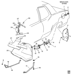 FUEL SYSTEM-EXHAUST-EMISSION SYSTEM Buick Century 1993-1993 A FUEL TANK & MOUNTING(LG7,LN2)