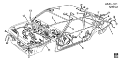 BODY WIRING-ROOF TRIM Buick Century 1992-1993 A37-69 WIRING HARNESS/BODY