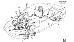 5-СКОРОСТНАЯ МЕХАНИЧЕСКАЯ КОРОБКА ПЕРЕДАЧ Chevrolet Corsica 1993-1993 L BRAKE ELECTRICAL SYSTEM ANTI-LOCK
