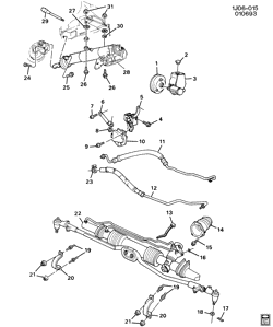 FRONT SUSPENSION-STEERING Chevrolet Cavalier 1992-1994 J STEERING SYSTEM & RELATED PARTS (LN2/2.2-4)