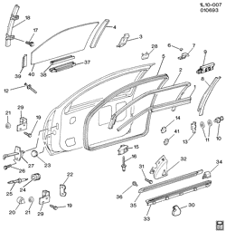WINDSHIELD-WIPER-MIRRORS-INSTRUMENT PANEL-CONSOLE-DOORS Chevrolet Beretta 1992-1992 L37 DOOR HARDWARE/FRONT PART 1