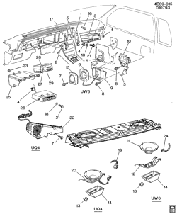 BODY MOUNTING-AIR CONDITIONING-AUDIO/ENTERTAINMENT Buick Riviera 1992-1993 E AUDIO SYSTEM