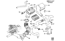 FUEL SYSTEM-EXHAUST-EMISSION SYSTEM Pontiac Grand Am 1992-1993 N AIR INTAKE SYSTEM-L4 -2.3L (L40/2.3-3,LG0/2.3A,LD2/2.3D)