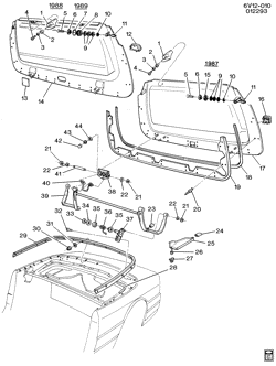 BODY MOLDINGS-SHEET METAL-REAR COMPARTMENT HARDWARE-ROOF HARDWARE Cadillac Allante 1989-1989 V LID/FOLDING TOP STOWAGE COMPARTMENT (1ST DES)