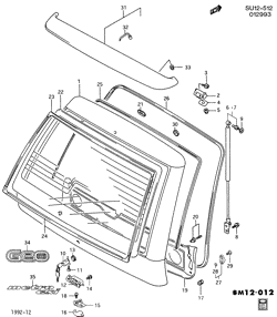BODY MOLDINGS-SHEET METAL-REAR COMPARTMENT HARDWARE-ROOF HARDWARE Chevrolet Metro 1992-1994 MR08 LIFTGATE HARDWARE (Z49,BYP)