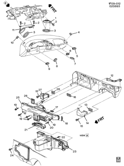 BODY MOUNTING-AIR CONDITIONING-AUDIO/ENTERTAINMENT Chevrolet Camaro 1993-1996 F AIR DISTRIBUTION SYSTEM