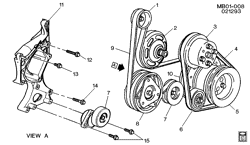 COOLING SYSTEM-GRILLE-OIL SYSTEM Buick Hearse/Limousine 1994-1996 B PULLEYS & BELTS-ACCESSORY DRIVE