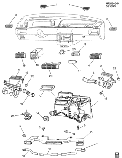 КРЕПЛЕНИЕ КУЗОВА-КОНДИЦИОНЕР-АУДИОСИСТЕМА Chevrolet Lumina APV 1993-1996 U AIR DISTRIBUTION SYSTEM PART 1
