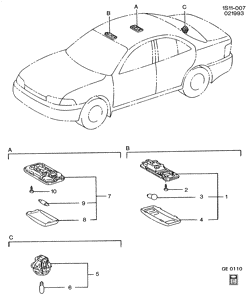 VIDRIO TRASERO - PARTES DEL ASIENTO - AJUSTADOR Chevrolet Prizm 1993-1997 S LAMPS/INTERIOR
