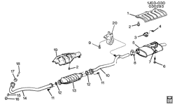 FUEL SYSTEM-EXHAUST-EMISSION SYSTEM Chevrolet Cavalier 1993-1994 J EXHAUST SYSTEM (LN2/2.2-4)