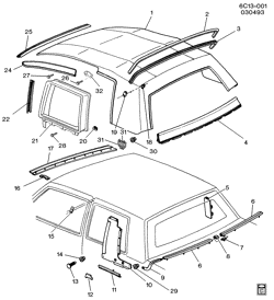 BODY WIRING-ROOF TRIM Cadillac Deville 1991-1993 C47 CONVERTIBLE TOP/SIMULATED (CF8)