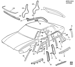 BODY MOLDINGS-SHEET METAL-REAR COMPARTMENT HARDWARE-ROOF HARDWARE Buick Lesabre 1993-1999 H MOLDINGS/BODY-ABOVE BELT