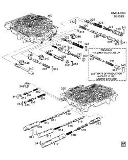BOÎTE DE VITESSES AUTOMATIQUE Buick Hearse/Limousine 1991-1993 B AUTOMATIC TRANSMISSION (MD8) PART 3 HM 4L60 CONTROL VALVE