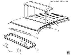 BODY MOLDINGS-SHEET METAL-REAR COMPARTMENT HARDWARE-ROOF HARDWARE Buick Hearse/Limousine 1992-1994 B35 ROOF HARDWARE & TRIM-STATIONARY WINDOW(DV1)