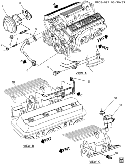 FUEL SYSTEM-EXHAUST-EMISSION SYSTEM Buick Hearse/Limousine 1994-1996 B E.G.R. VALVE & RELATED PARTS-V8