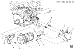BODY MOUNTING-AIR CONDITIONING-AUDIO/ENTERTAINMENT Cadillac Eldorado 1992-1993 EK A/C COMPRESSOR MOUNTING (L26/4.9B)