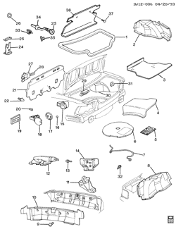 BODY MOLDINGS-SHEET METAL-REAR COMPARTMENT HARDWARE-ROOF HARDWARE Chevrolet Lumina 1990-1990 W REAR COMPARTMENT HARDWARE & TRIM