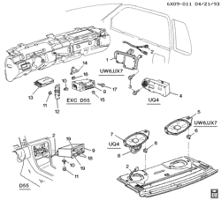 BODY MOUNTING-AIR CONDITIONING-AUDIO/ENTERTAINMENT Cadillac Seville 1994-1995 KS AUDIO SYSTEM