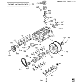6-ЦИЛИНДРОВЫЙ ДВИГАТЕЛЬ Chevrolet Corsica 1994-1996 L ENGINE ASM-2.2L L4 PART 1 CYLINDER BLOCK & INTERNAL (LN2/2.2-4)