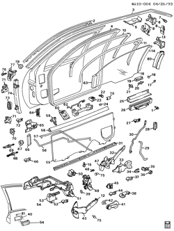 WINDSHIELD-WIPER-MIRRORS-INSTRUMENT PANEL-CONSOLE-DOORS Buick Regal 1993-1996 W19 DOOR HARDWARE/FRONT