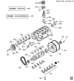 4-ЦИЛИНДРОВЫЙ ДВИГАТЕЛЬ Chevrolet Corsica 1993-1993 L ENGINE ASM-2.2L L4 PART 1 CYLINDER BLOCK & INTERNAL PARTS (LN2/2.2-4)