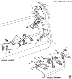 INTERIOR TRIM-FRONT SEAT TRIM-SEAT BELTS Buick Estate Wagon 1993-1996 B35 SEAT BELTS REAR