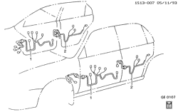 BODY WIRING-ROOF TRIM Chevrolet Prizm 1993-1997 S WIRING HARNESS/BODY PART 1
