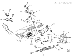 ОТДЕЛКА САЛОНА - ОТДЕЛКА ПЕРЕДН. СИДЕНЬЯ-РЕМНИ БЕЗОПАСНОСТИ Chevrolet Corvette 1994-1996 Y INFLATABLE RESTRAINT SYSTEM (AK5)
