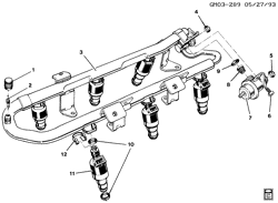 FUEL SYSTEM-EXHAUST-EMISSION SYSTEM Pontiac Grand Prix 1994-1995 W FUEL INJECTOR RAIL (LQ1/3.4X)