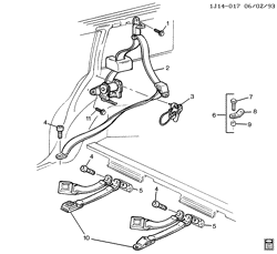INTERIOR TRIM-FRONT SEAT TRIM-SEAT BELTS Chevrolet Cavalier 1992-1994 J35 SEAT BELTS REAR