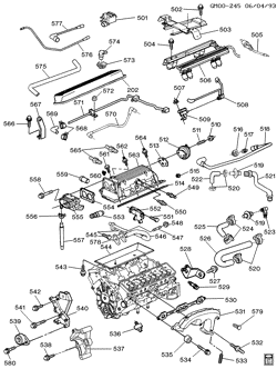 8-CYLINDER ENGINE Chevrolet Hearse/Limousine 1994-1996 B ENGINE ASM-4.3L V8 PART 5 MANIFOLDS & EXTERNAL PARTS (L99/4.3W)