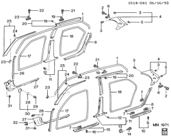 INTERIOR TRIM-FRONT SEAT TRIM-SEAT BELTS Chevrolet Prizm 1993-1997 S TRIM/INTERIOR DOOR OPENING
