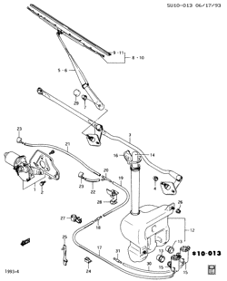 WINDSHIELD-WIPER-MIRRORS-INSTRUMENT PANEL-CONSOLE-DOORS Chevrolet Sprint 1989-1994 M WIPER SYSTEM/WINDSHIELD FRONT