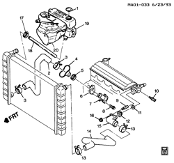 COOLING SYSTEM-GRILLE-OIL SYSTEM Buick Century 1994-1996 A HOSES & PIPES/RADIATOR (LN2/2.2-4)