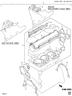 4-ЦИЛИНДРОВЫЙ ДВИГАТЕЛЬ Chevrolet Metro 1989-1994 M08-68-67 ENGINE GASKET KIT-3 CYL (EXC TURBO Z02)