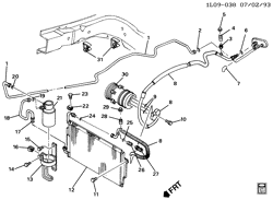 КРЕПЛЕНИЕ КУЗОВА-КОНДИЦИОНЕР-АУДИОСИСТЕМА Chevrolet Beretta 1994-1996 L A/C REFRIGERATION SYSTEM-L4-2.2L (LN2/2.2-4)