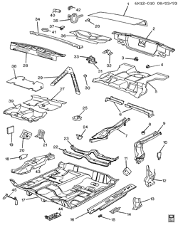 BODY MOLDINGS-SHEET METAL-REAR COMPARTMENT HARDWARE-ROOF HARDWARE Cadillac Seville 1992-1992 K SHEET METAL/BODY-UNDERBODY & REAR END