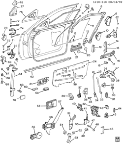 WINDSHIELD-WIPER-MIRRORS-INSTRUMENT PANEL-CONSOLE-DOORS Chevrolet Cavalier 1992-1994 J37 DOOR HARDWARE/FRONT
