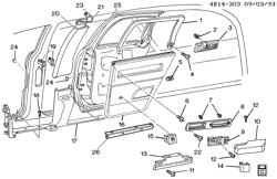 INTERIOR TRIM-FRONT SEAT TRIM-SEAT BELTS Buick Hearse/Limousine 1992-1992 B35 TRIM/CENTER PILLAR & REAR DOOR