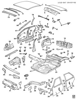 BODY MOLDINGS-SHEET METAL-REAR COMPARTMENT HARDWARE-ROOF HARDWARE Chevrolet Cavalier 1992-1993 J69 SHEET METAL/BODY