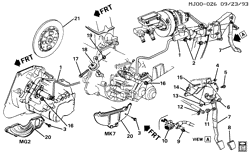 4-CYLINDER ENGINE Pontiac Sunbird 1992-1992 J CLUTCH LINKAGE