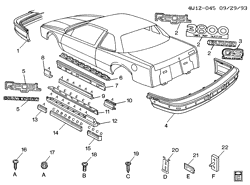 BODY MOLDINGS-SHEET METAL-REAR COMPARTMENT HARDWARE-ROOF HARDWARE Buick Regal 1994-1994 W57 MOLDINGS/BODY-BELOW BELT(B97,BW2)