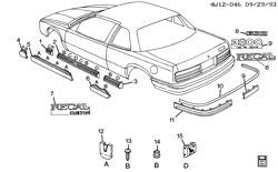 BODY MOLDINGS-SHEET METAL-REAR COMPARTMENT HARDWARE-ROOF HARDWARE Buick Regal 1994-1994 W57 MOLDINGS/BODY-BELOW BELT(BX4)