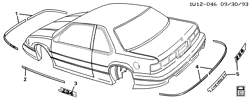 BODY MOLDINGS-SHEET METAL-REAR COMPARTMENT HARDWARE-ROOF HARDWARE Chevrolet Lumina 1994-1994 W27 STRIPES/BODY (Z34)
