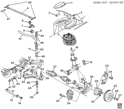 FRONT SUSPENSION-STEERING Cadillac Fleetwood Sixty Special 1991-1993 C SUSPENSION/FRONT