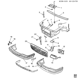 FRONT END SHEET METAL-HEATER-VEHICLE MAINTENANCE Buick Park Avenue 1993-1994 C SHEET METAL/FRONT END PART 1
