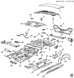 BODY MOLDINGS-SHEET METAL-REAR COMPARTMENT HARDWARE-ROOF HARDWARE Buick Hearse/Limousine 1992-1996 B69 SHEET METAL/BODY PART 3 UNDERBODY & REAR END